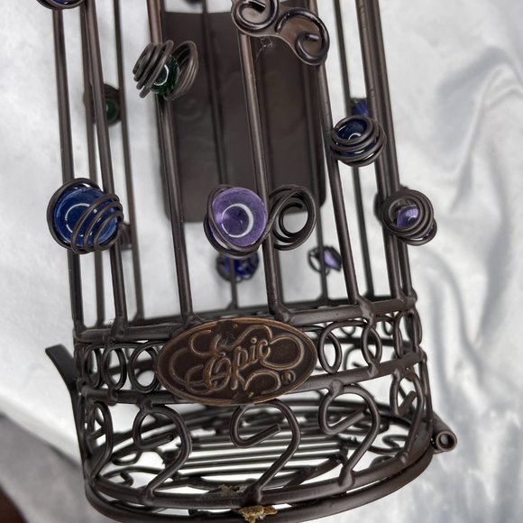 2009 Epic Products Wine Bottle Cork Cage Whimsy 14" Metal w/Glass Beads - Picture 5 of 9